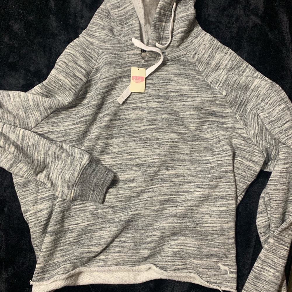 VS pink cropped grey hoodie